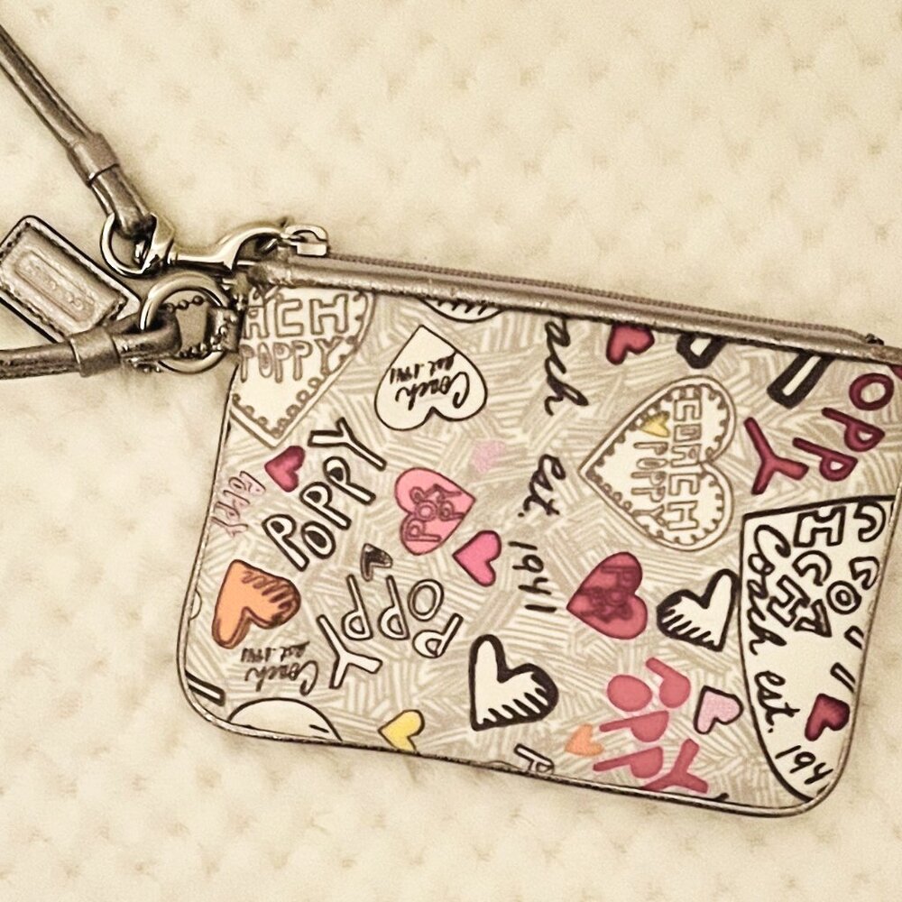 COACH Poppy Wristlet-Silver Trim